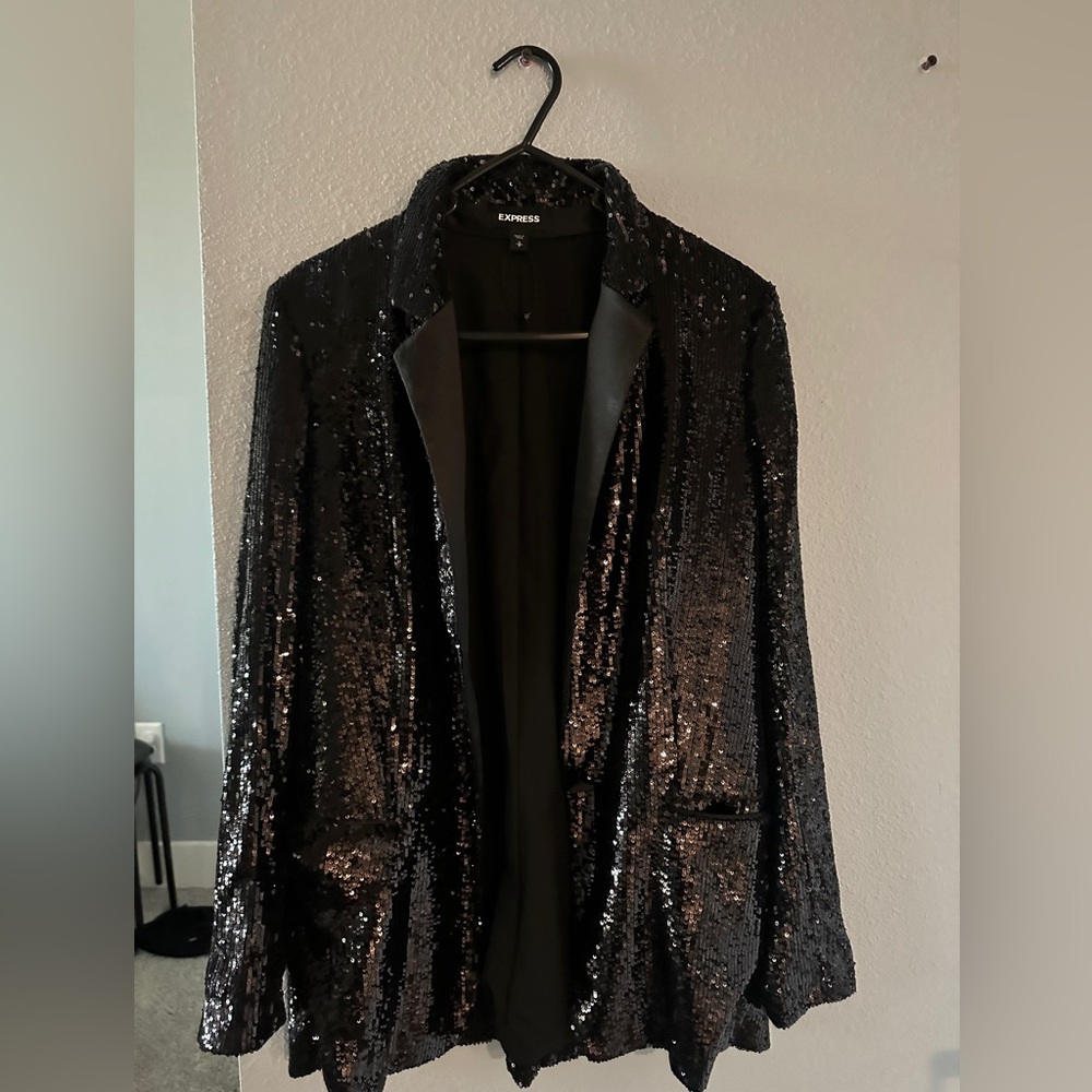 Express Sequin Black Blazer